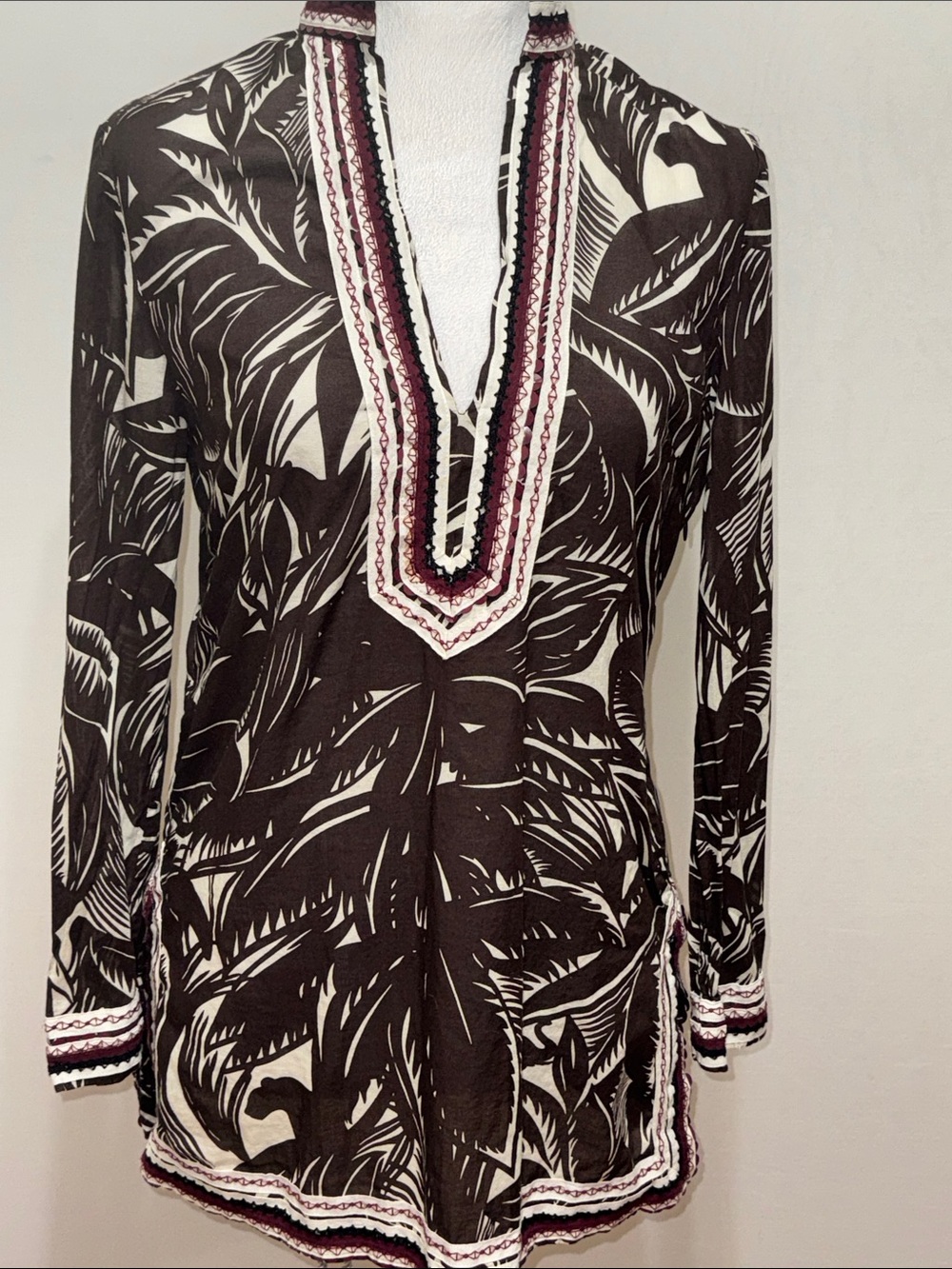 Tory Burch Brown Tropical Palms Tunic - Picture 8 of 12